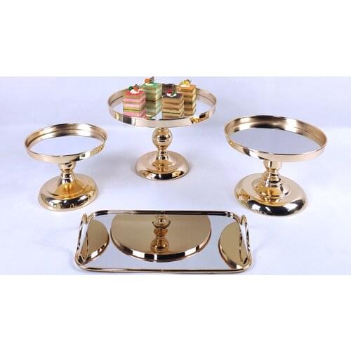 Wedding Cake Stand Set Gold Mirror Metal Cupcake Beautiful Tray Dessert Display Decoration Tools