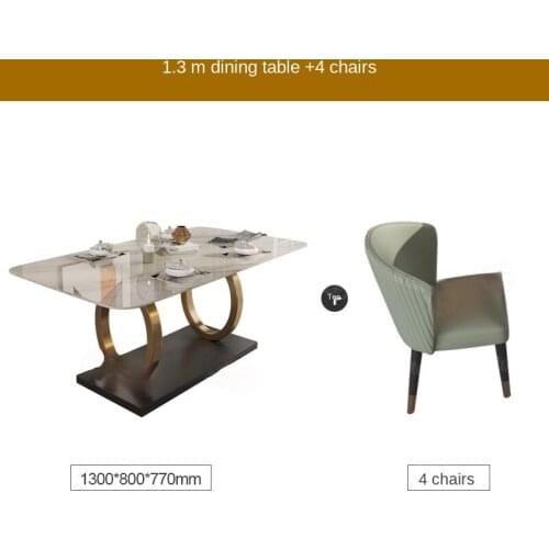 Light luxury slate dining table rectangular home small household modern simple table