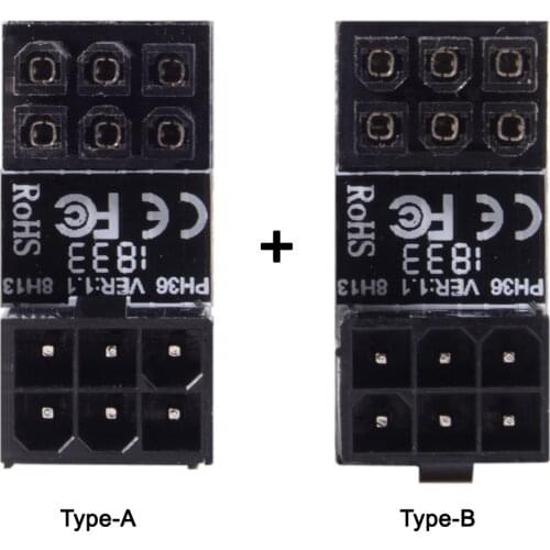 Cablecc ATX 6Pin Female to 6pin Male 180 Degree Angled Power Adapter for Desktops Graphics Card