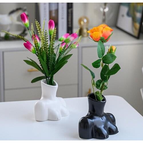 Vase Upper Female Body Pattern Desktop Decor Ceramic Bonsai Plants Flower Pot for Home