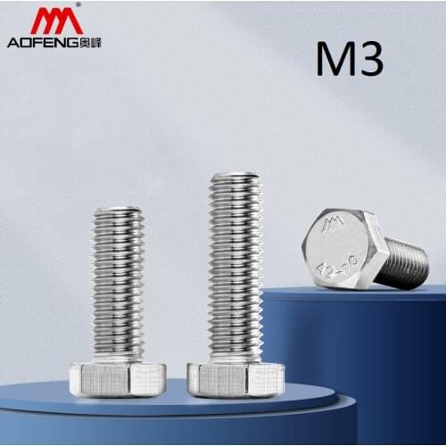 10pcs/lot M3 304 Stainless Steel External Hexagon Cap Screws 3mm Hexagon Head Bolt 10mm 12mm 16mm 18mm 35mm Long