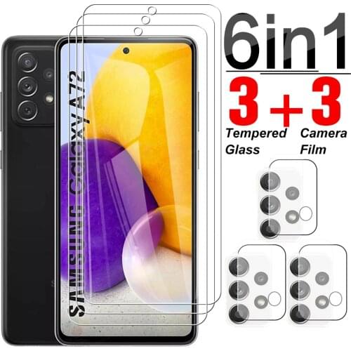 6 in 1 Tempered Glass For Samsung Galaxy A72 A71 A70 A70S Screen Protector Full Cover Camera Lens Film Svmsung quantum 2 Glass