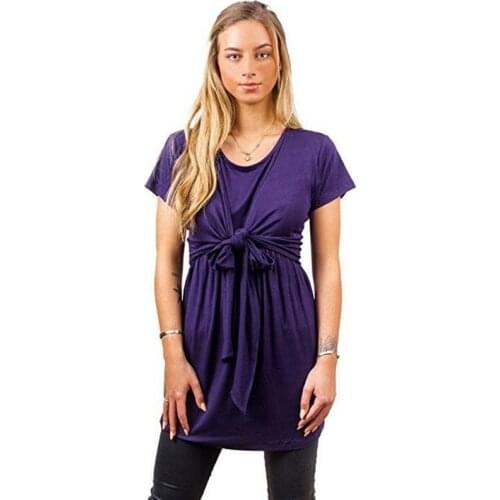 Womens Clothing Pregnancy Shirt Maternity Clothes Nursing Top Short Sleeve O-Neck Maternity Tops For Pregnant