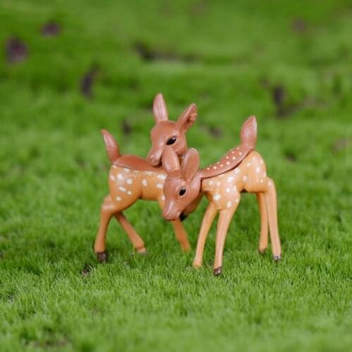 ZOCDOU 2 Pieces Sika Spotted Deer Elk Venado Animal Africa Model Statue Figurine Ornament Miniatures Garden Decor DIY Home Room