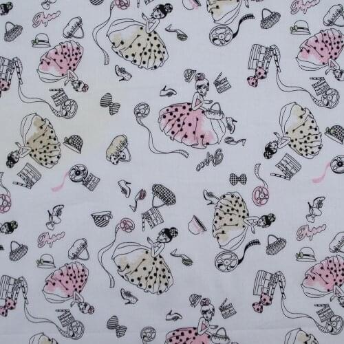 1 yard Cotton Satin Fabric for dress, cloth,- princess,bag,bow,cat,shoes(pink skirt) (width=135cm)