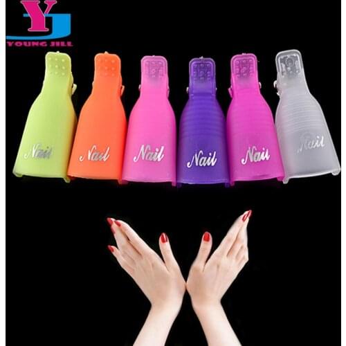 10pcs/Lot Hot Wearable Plastic Nail Art Soak Off Cap Clip UV Gel Polish Remover Wrap Tools High Quality 6 Color Resurrection