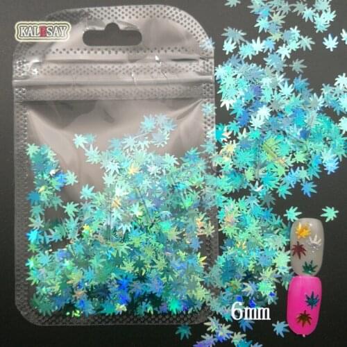 2.5g Laser Green Blue Silver Nail Glitter Leaf 3D Sequins Sparkly Flakes Paillette DIY Nail Art Decorations Slices Nail Tips