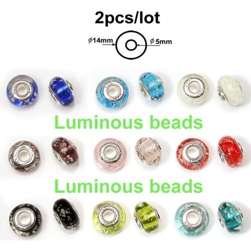 2Pcs/lot New 9 Colors Luminous Beads Original Brands Bracelets Accessories beaded Bracelets & Bangles Beads Charms Jewelry Gift
