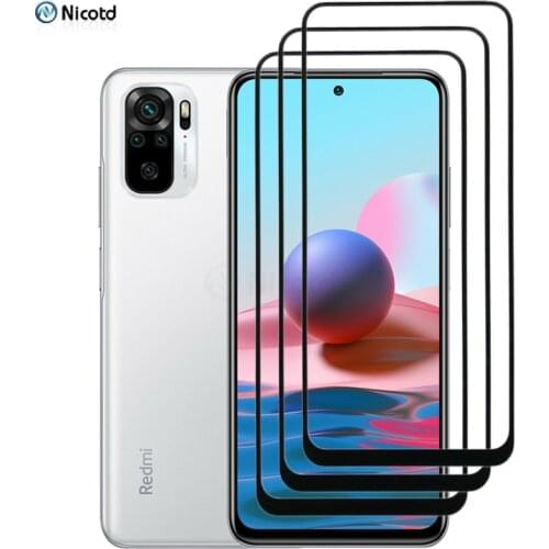 3pcs Full Glue Tempered Glass For Xiaomi Redmi Note 10 5G Screen Protector For Redmi Note 10 Pro Max 10 4G Full Protective Glass