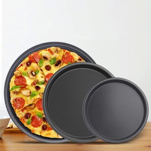 Non-Stick Carbon Steel Pizza Pan Oven Baking Trays Mold Microwave Cake Pan Dish Mould Patisserie Tarte Pie Sapan Tools