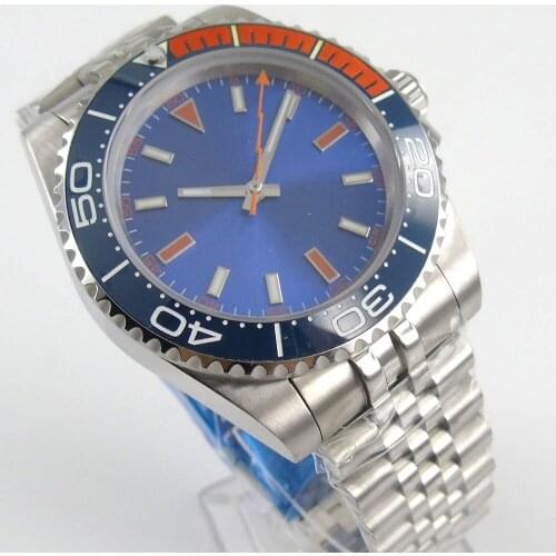 40mm Blue dial Sapphire Ceramic Bezel Automatic Mechanical mens Watch