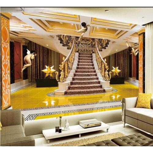 Latest custom 3D large mural,European aristocratic Palace 3D angel ,living room tv background bedroom wall wallpaper