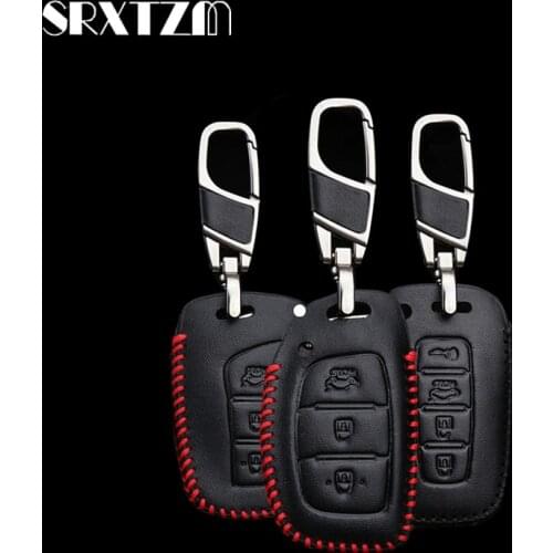 PU Leather Car Smart Key Case Cover For Hyundai I40 I30 IX25 IX35 Tucson Verna Solaris Elantra Accent I45 3 4 Keys