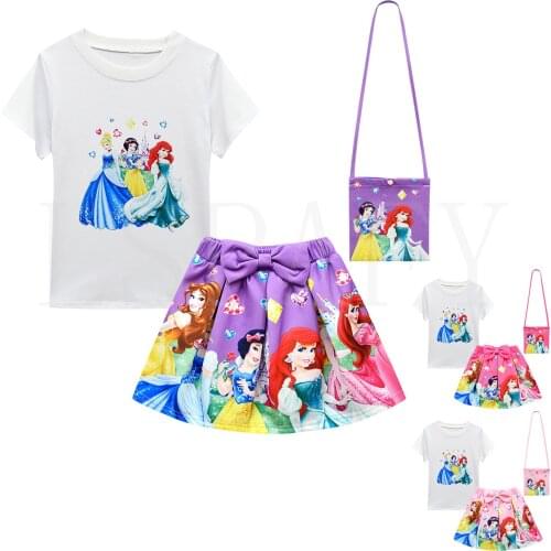 Disney The Mermaid Princess Baby Dresses Summer Clothes Sets Kids Girl Clothes Suits Fashion Bowknot Tutu Dress 3 pcs