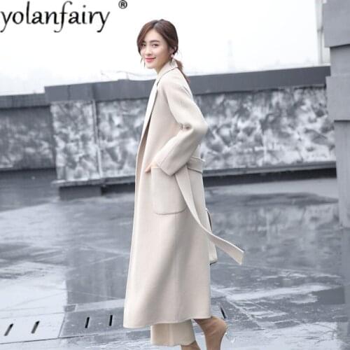 2020 Long Coat Women 100% Wool Coat Female Jacket Korean Ladies Coats and Jackets Autumn Winter Clothing Abrigo Mujer Pph1446