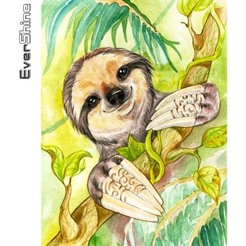 Evershine Diamond Painting Sloth Diamond Embroidery Animals Rhinestone Mosaic Full Layout Cross Stitch Cartoon Childrens Gifts