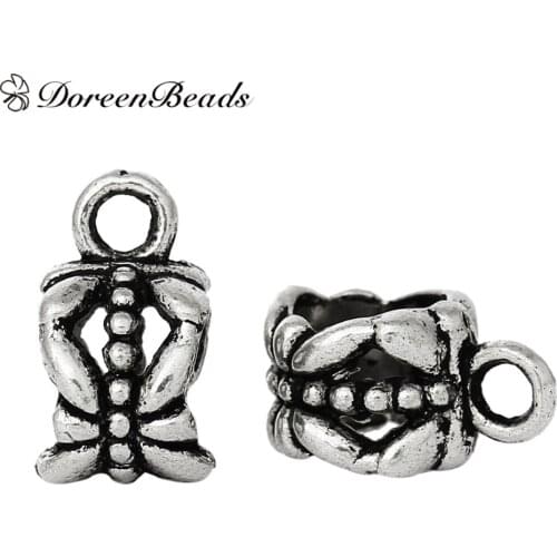 DoreenBeads Silver Color Bail Beads Spacer Beads 11x8mm Jewelry Accessories Fit European Charm Bracelet, 50 Pieces