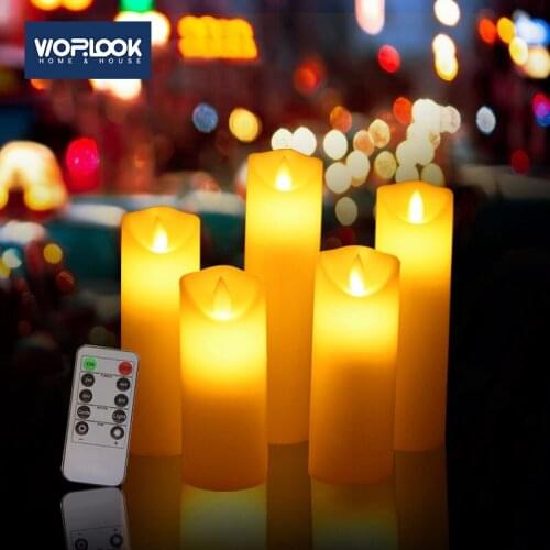 Pack of 5 Creative Swing Electronic Candle Set Romote Light Romantic Confession Marriage Led Light Simulation Fake Paraffin Lamp