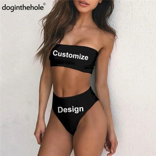 2020 New Fashion Women Summer Beachwear 3D Custom Print Bandeau Swimsuit Quick Dry 2PCS Sexy Bikini for Ladies Girls Swimsuits