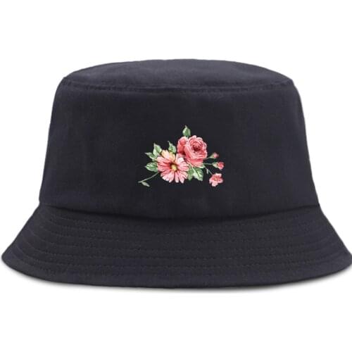 Fresh Flowers Funny Print Bucket Hats Unisex Outdoor Fishermans Caps Beach Casual Panama Hat Foldable Fishing Women Sun Cap