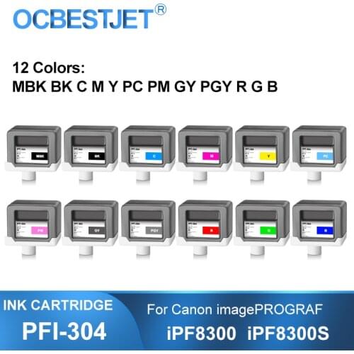 PFI-304 PFI304 330ML Compatible Ink Cartridge With Pigment Ink For Canon imagePROGRAF iPF8300 iPF8300S Printer 12Colors/Set