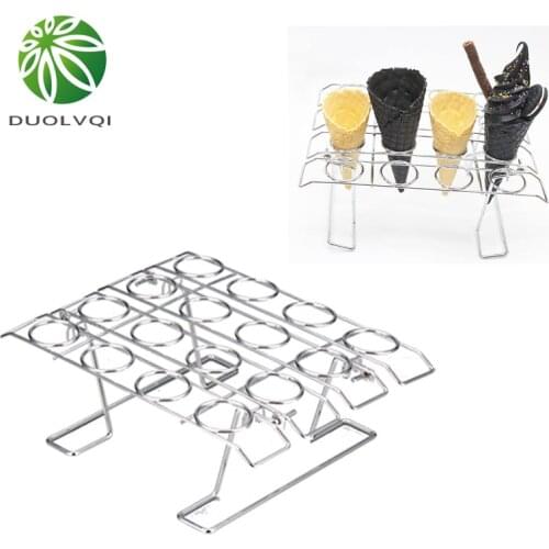Stainless Steel Ice Cream Cone Display Rack Stand Diy Ice Cream Cone Holders Baking Cake Cone Cupcake Cooling Tray Rack Holder