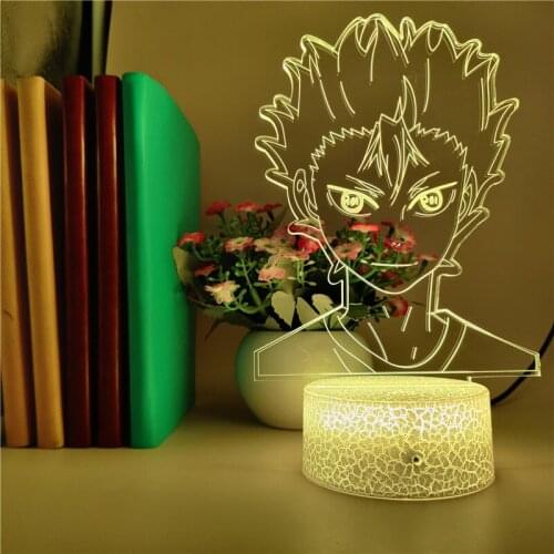 RGB Color 3D Night Light LED Anime Table Lamp Nishinoya Yuu Volleyball Haikyuu Acrylic Nightlight Child Gifts Bluetooth Speaker