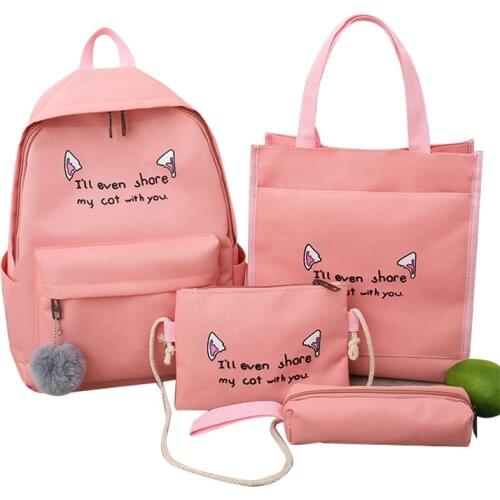 4 set School Bags for Teenage Girls Kids Children Student Backpack Travel Teen Shoulder Bag Child Schoolbag New Women backpack