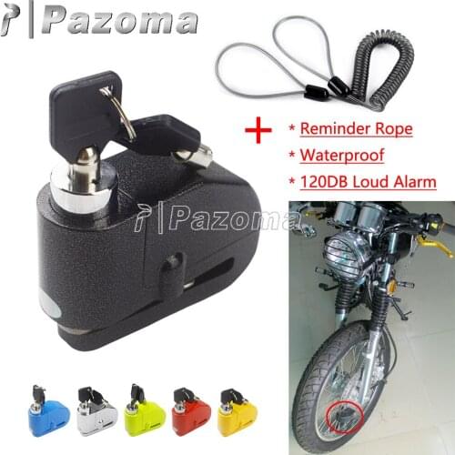 Motorcycle Wheel Brake Disc Lock Safety Siren Lock + Reminder Rope For Honda Yamaha Suzuki Kawasaki Triumph Street Bike Scooter