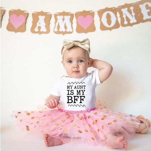 My Aunt Is My Best Friend Forever Infant Newborn Baby GirlsRomper Tutu Skirt Clothing Set Toddler Girl Short Sleeve 2pcs