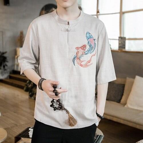 Traditional chinese tops shang hai blouse casual loose blouses online chinese store traditional chinses clothing for men FF678 A