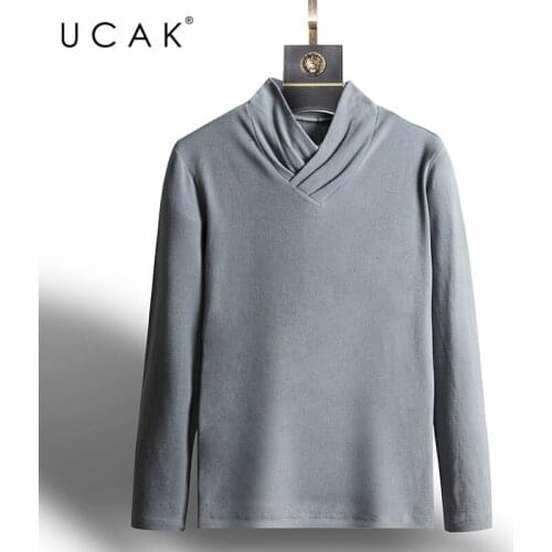 UCAK Brand Spring Autumn New Arrival Tops High Quality Classic Casual Business Long Sleeves Cotton T-Shirt For Men Clothes U5325