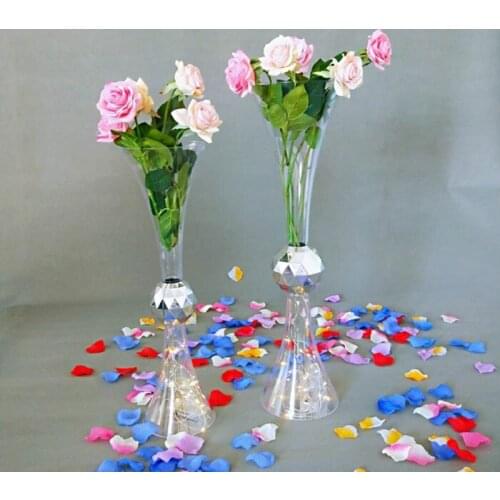 Home Decor Ornaments Accessories Handmade Transparent crystal flower vase wedding Centerpieces table vase for event party decor
