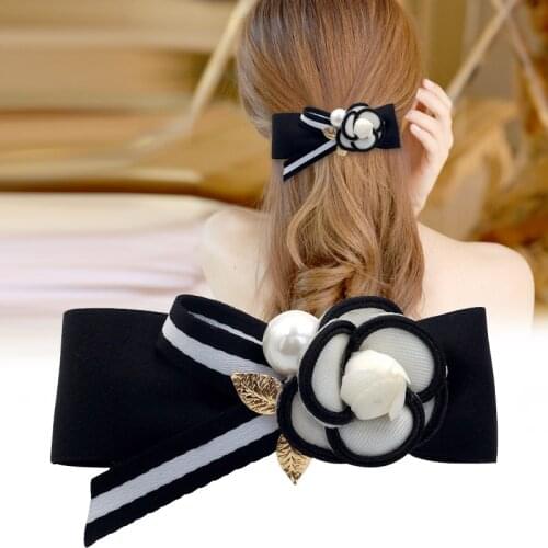 I-Remiel Korean Fashion Floral Cheer Bows Headgear Top Spring Clip Hairpin Adult Fabric Flower Hairband Hair Accessories Girls