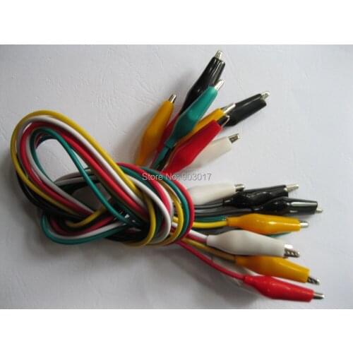 Middle-sized 35mm Alligator Test Clip Lead 5 colors 50cm White & Black & Red & Yellow & Green 2 set per Lot