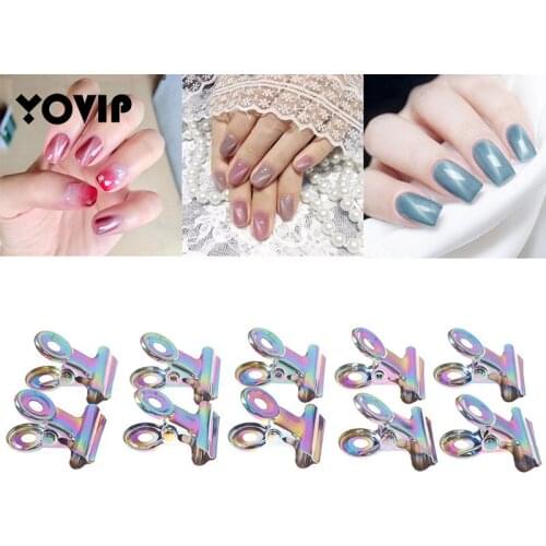 10pcs Stainless Steel Rusian C Curve Nail Pinching Clips Curvature Clip Professional French Nail Tool Nail Extension Curl Clips