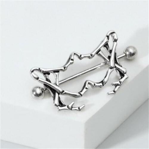 2pcs trendy hollow out nipple rings for women punk skeleton nipple piercing bar stud nipple rings sexy body piercing jewelry