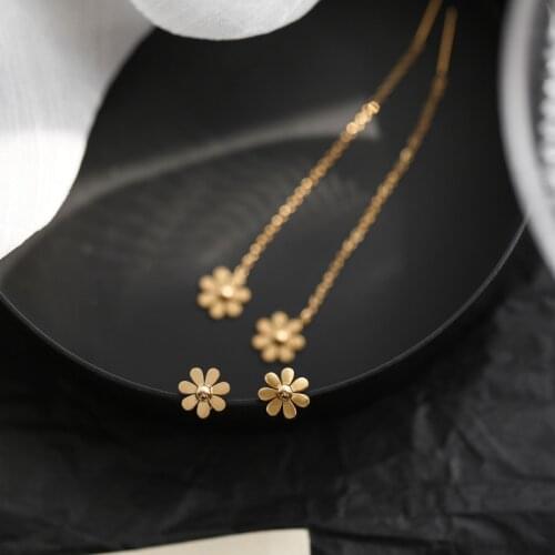 YUN RUO Lovely Daisy Sunflower Stud Earring Yellow Gold Woman Titanium Steel Jewelry Never Fade Hypoallergenic Drop Shipping