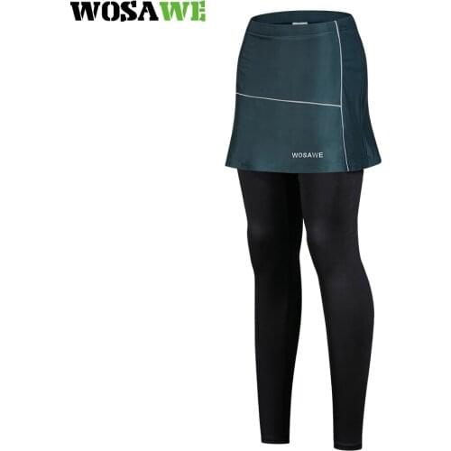 WOSAWE Women Cycling Tights Pants with Skirt Summer Breathable Ultralight Ice Fabric Bike Trousers Elastic Comfortable 3D Padd