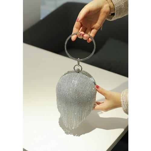 BELLA JOY Golden Diamond Tassel Women Party Metal Crystal Clutches Evening Bag Wedding Bag Bridal Shoulder Purse Handbag