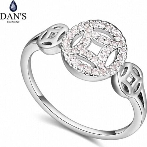 DANS Real Austrian Crystals Brand AAA Zirconia Micro Inlays Fashion Ring for women New Geometric 112717white