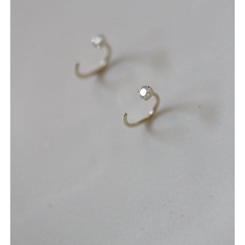 GOLDtutu 9K Ture GOLD Earrings for Teens Classic Drill Small Circle Zircon Earrings Lovely Temperament Korean Style Fashion