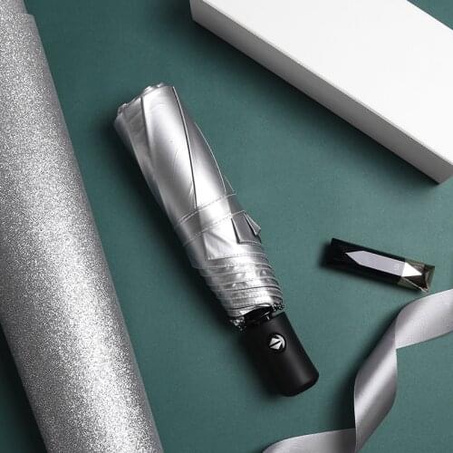 Women Small3 Folding Automatic Umbrella Sunscreen Parasol Pocket Black Glue Sunny and Rainy Umbrella Ultralight Fold Umbrella