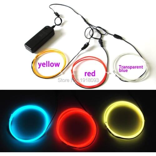 Hot sales 1.3mm 1M 3pieces craft Led thread indoor Decor DC-3V Drive Flexible Neon Light EL Wire Rope Tube LED Strip Toys