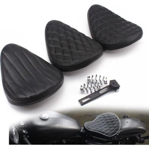 1pcs Motorcycle Roll Leather Solo Seat & 3" Spring + Saddle Bracket Black For Harley Davidson Sportster 883 XL Chopper Bobber