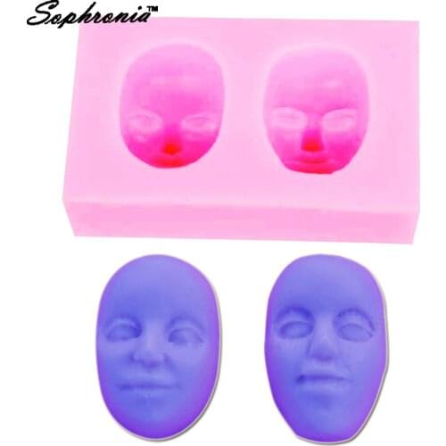10PCS/SET M632 Face Head Silicone Mold Wedding Cake Decoration Christmas Fondant Cupcake Candy Baking Tools 6.1*3.9*1.5cm
