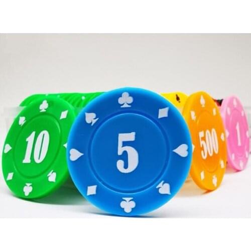 10/pcs Round Plastic Poker Chips 37mm Entertainment Game Value 1/5/10/20/50/100/500 Numbers for Tokens Coins Board Game Chips