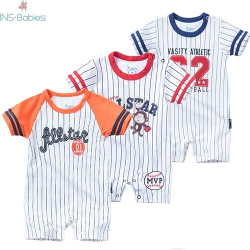 2021 New Baby Jumpsuit Romper Infant Sports Costumes Boys Girls Boutique Short Sleeve Clothes Cotton Baby Clothes Summer
