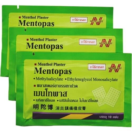 30 Patches/3Bags Thailand Mentopas Pain Relief Plaster - Healch Care Medical Pain Relieve Patch for Muscle Back Joint Pain
