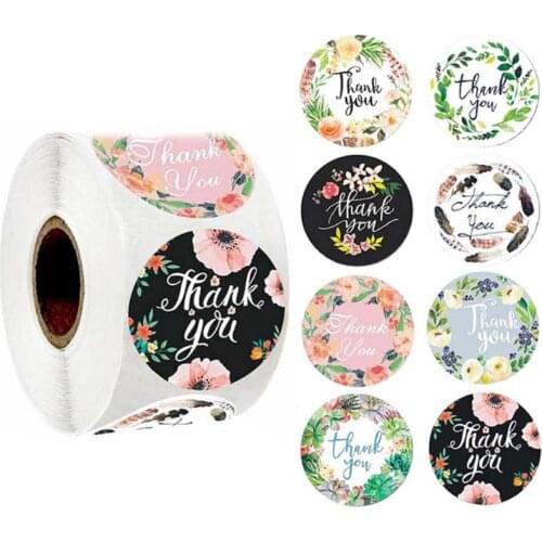 500pcs 8 Designs Flower Thank You Stickers Wedding Favors Party Handmade Labels G6DD